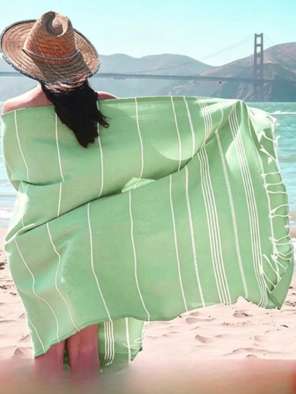 4PCS Striped Turkish Towel Cotton Sports Beach Towel For Adult Pool Blanket - Picture 3 of 9